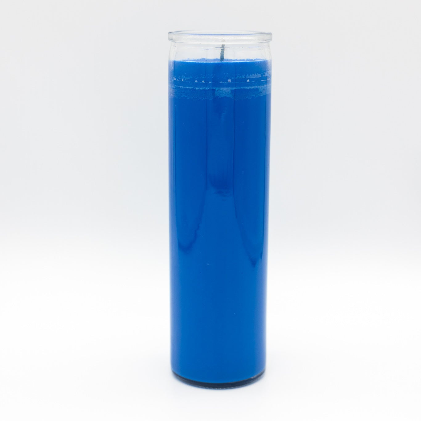
                  
                    A 7-day prayer candle filled wtih blue wax and a single wick, set against a seamless white background.
                  
                